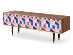 Móvel De Tv| Mueble de TV - 170х59х48 cm - T4 - Pinky Squares, Nogueira Castanho