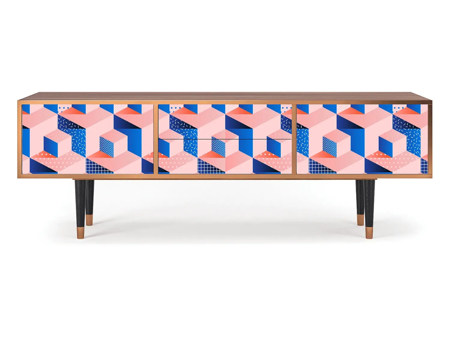 Móvel De Tv| Mueble de TV - 170х59х48 cm - T4 - Pinky Squares, Nogueira Castanho