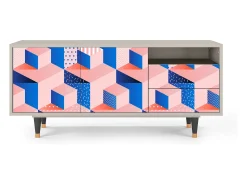 Mueble de TV - 125х56х41 cm - T7 - Pinky Squares, Areia^ Móvel De Tv