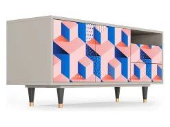 Mueble de TV - 125х56х41 cm - T7 - Pinky Squares, Areia^ Móvel De Tv