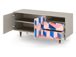 Mueble de TV - 125х56х41 cm - T7 - Pinky Squares, Areia^ Móvel De Tv