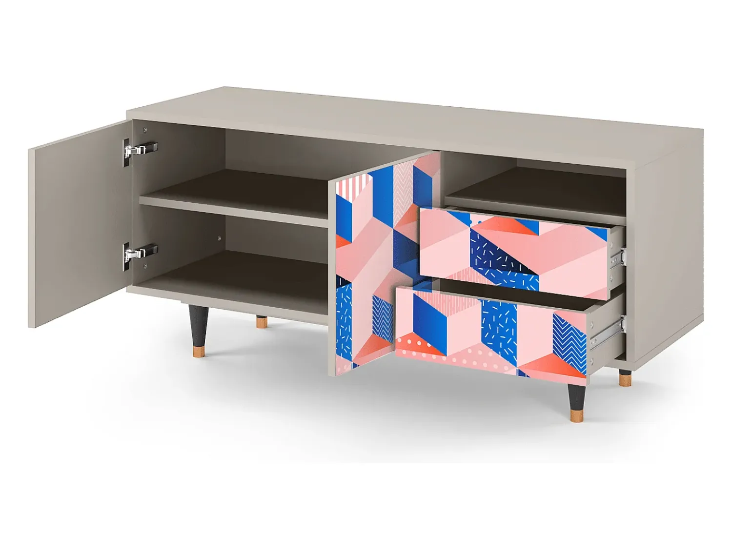 Mueble de TV - 125х56х41 cm - T7 - Pinky Squares, Areia^ Móvel De Tv