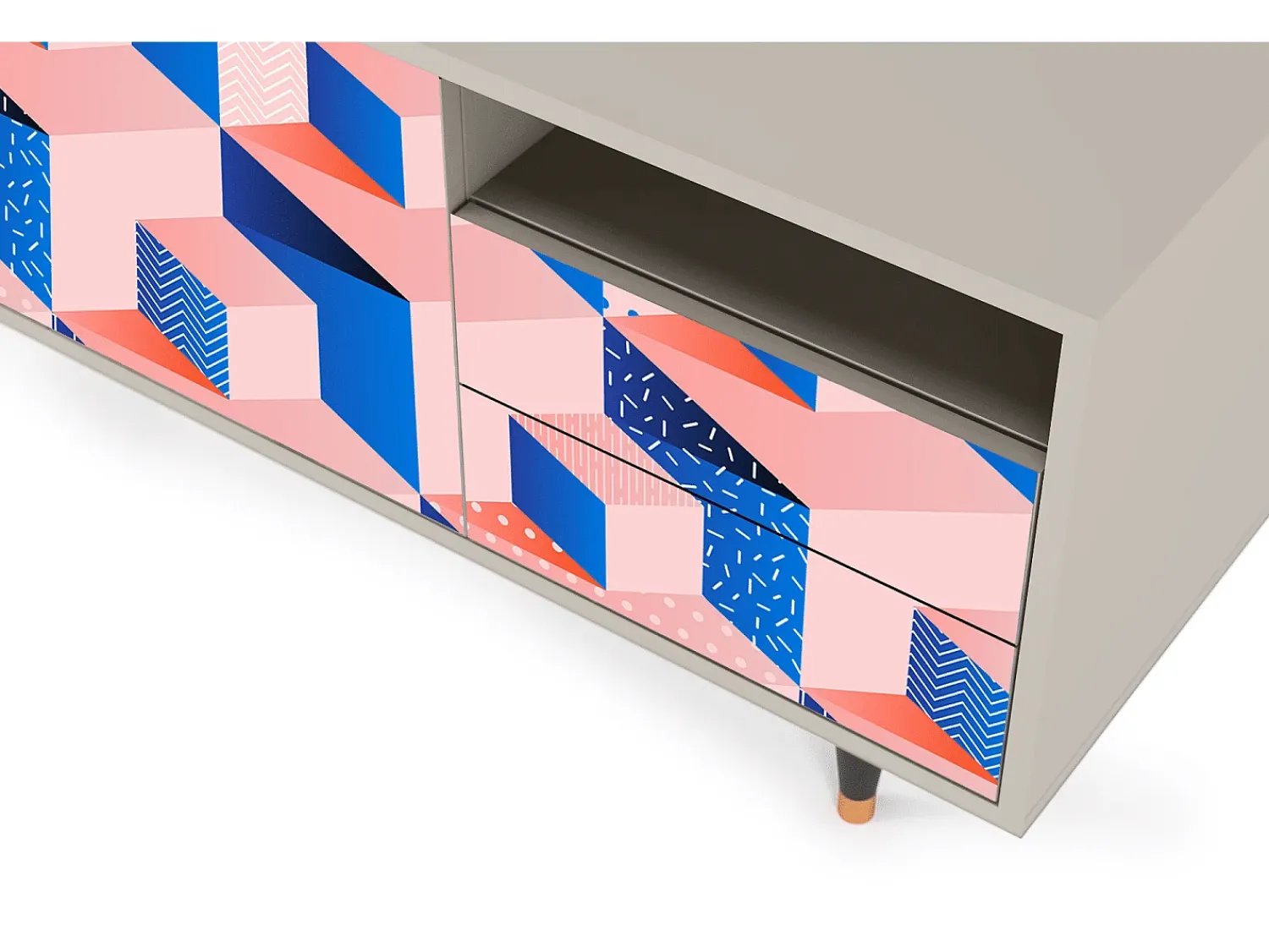 Mueble de TV - 125х56х41 cm - T7 - Pinky Squares, Areia^ Móvel De Tv