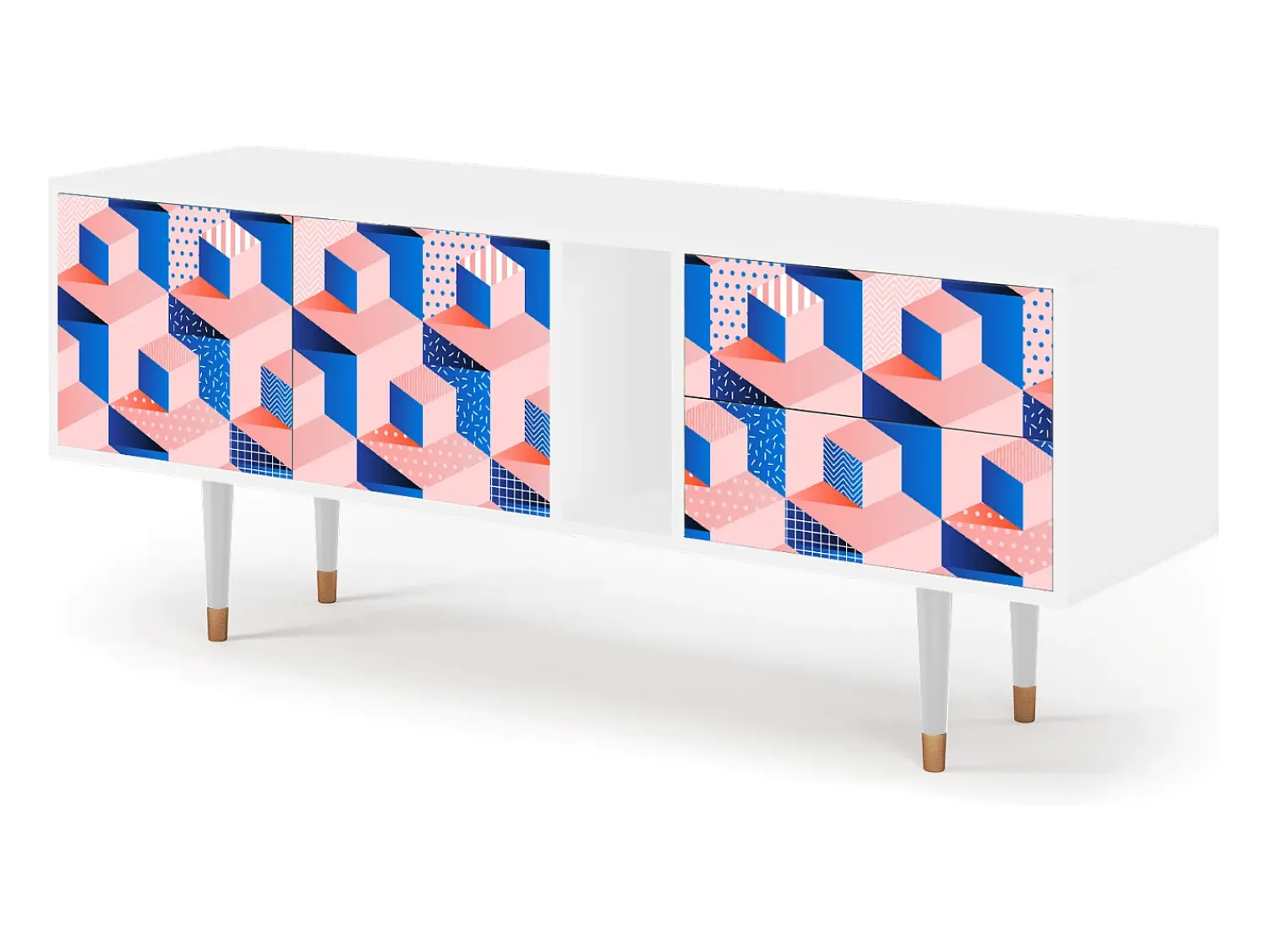 Clearance Mueble de TV - 170х69х48 cm - T1 - Pinky Squares, Branco Bege
