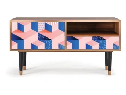 Móvel De Tv* Mueble de TV - 115х59х48 cm - T3 - Pinky Squares, Nogueira Castanho
