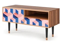 Móvel De Tv* Mueble de TV - 115х59х48 cm - T3 - Pinky Squares, Nogueira Castanho