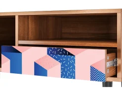 Móvel De Tv* Mueble de TV - 115х59х48 cm - T3 - Pinky Squares, Nogueira Castanho