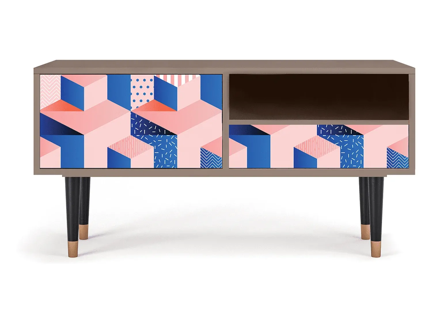 Mueble de TV - 115х59х48 cm - T3 - Pinky Squares, Latte^ Móvel De Tv
