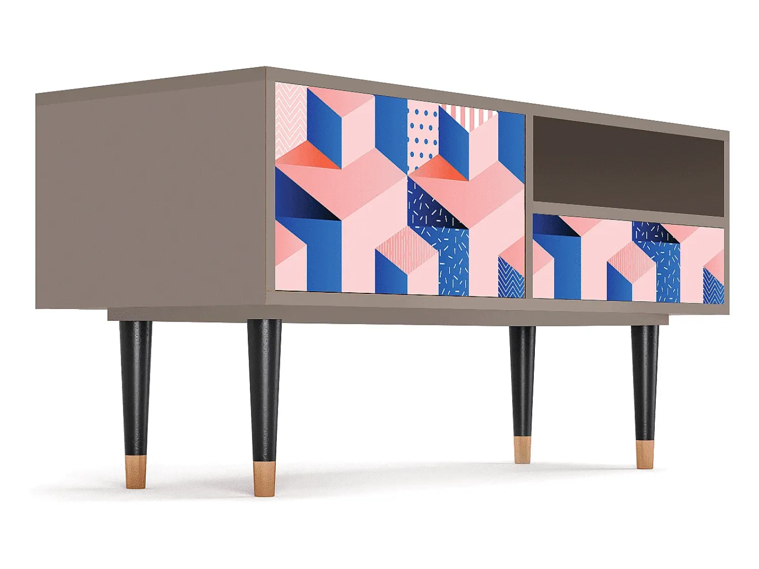 Mueble de TV - 115х59х48 cm - T3 - Pinky Squares, Latte^ Móvel De Tv