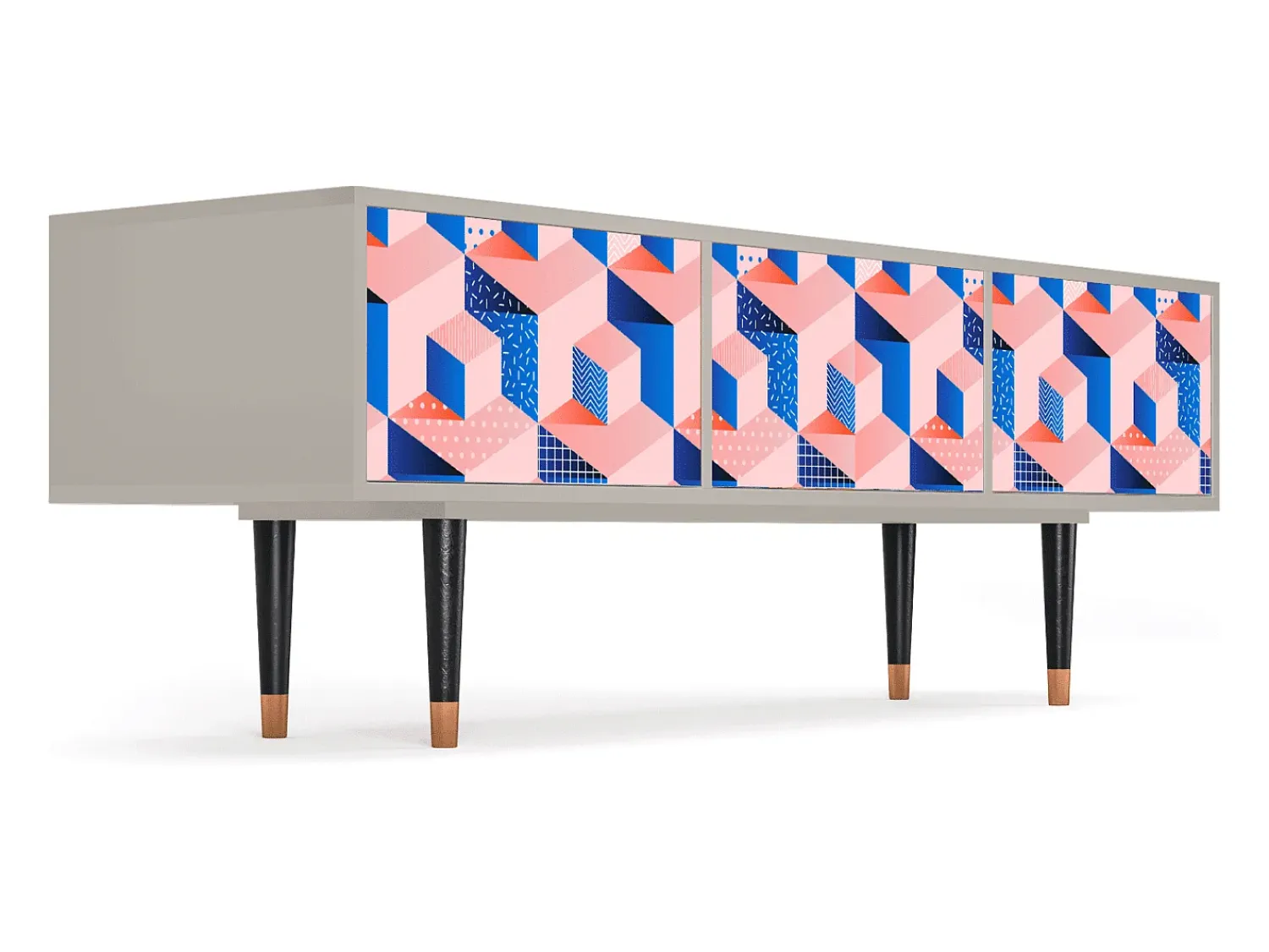 Mueble de TV - 170х59х48 cm - T4 - Pinky Squares, Areia Bege