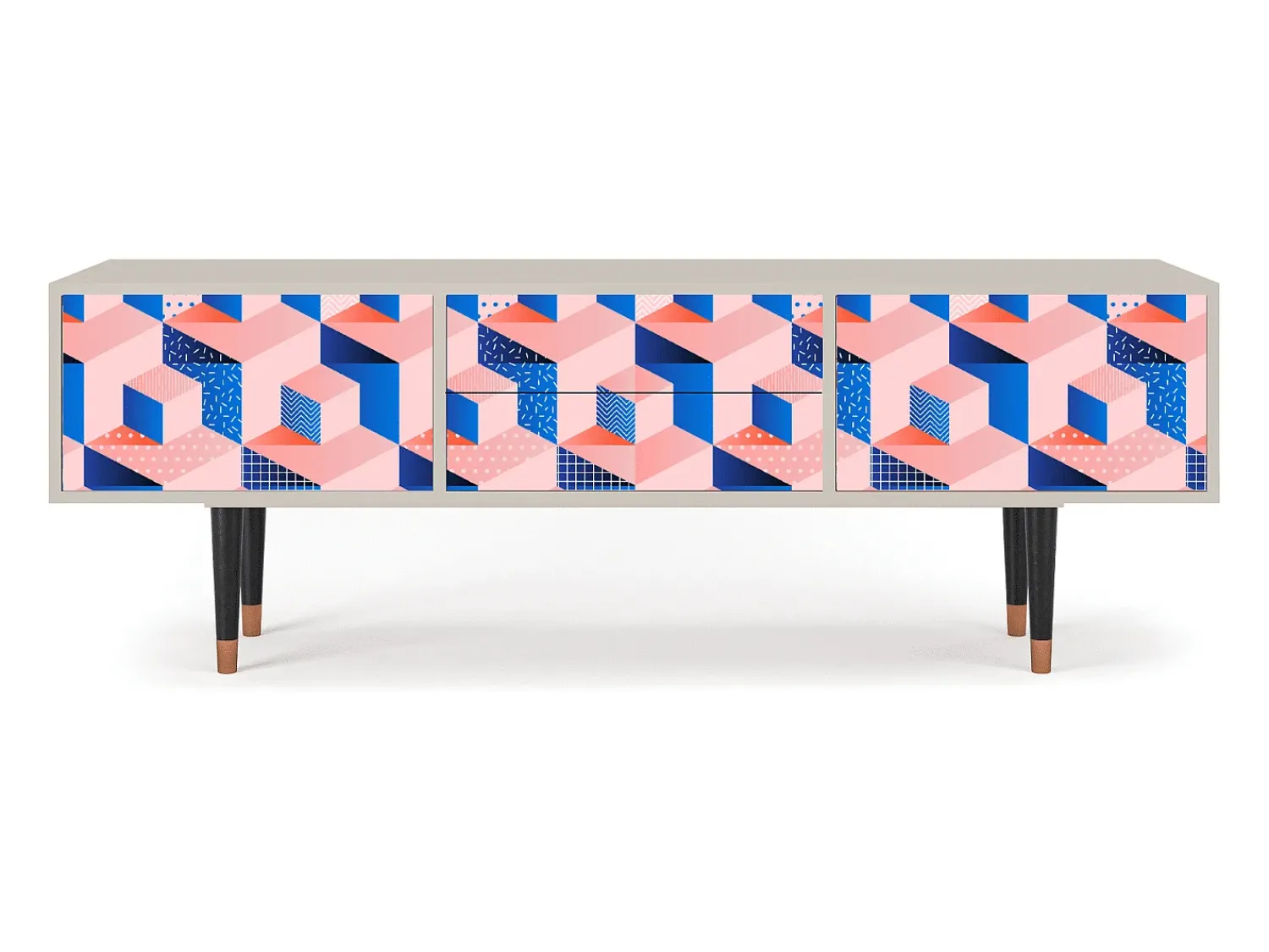 Mueble de TV - 170х59х48 cm - T4 - Pinky Squares, Areia Bege