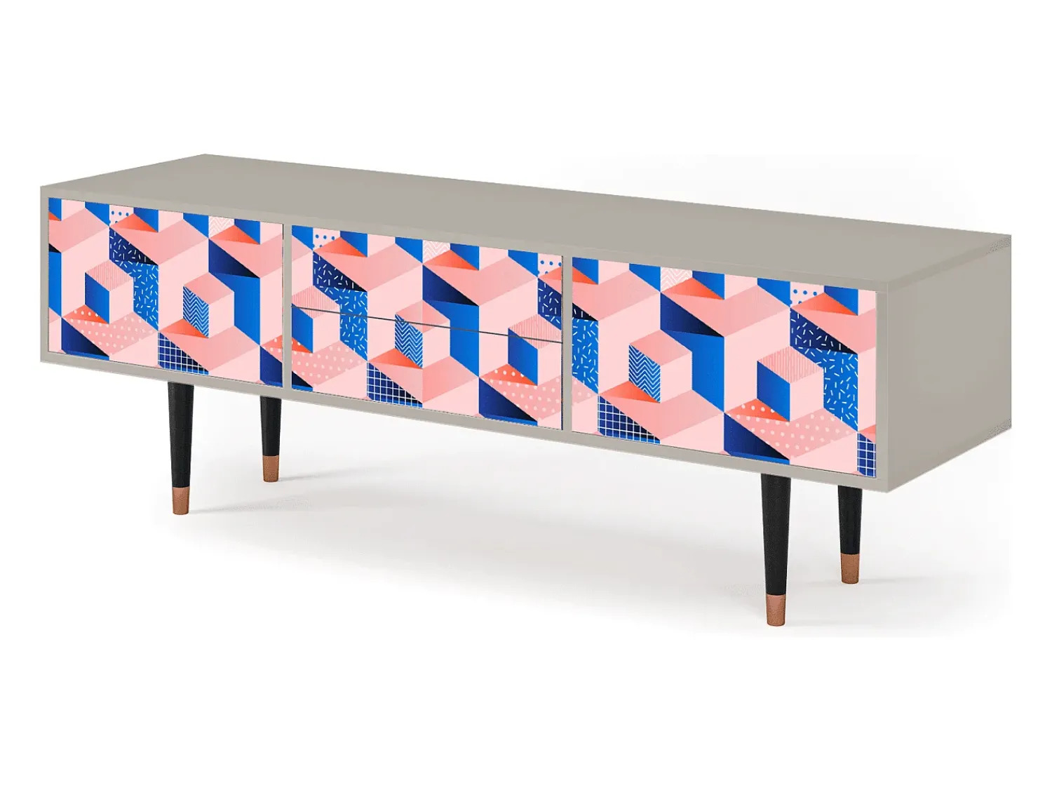 Mueble de TV - 170х59х48 cm - T4 - Pinky Squares, Areia Bege