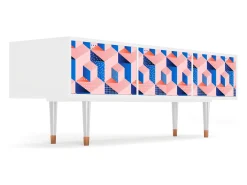 Móvel De Tv* Mueble de TV - 170х59х48 cm - T4 - Pinky Squares, Branco Bege
