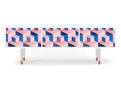Móvel De Tv* Mueble de TV - 170х59х48 cm - T4 - Pinky Squares, Branco Bege