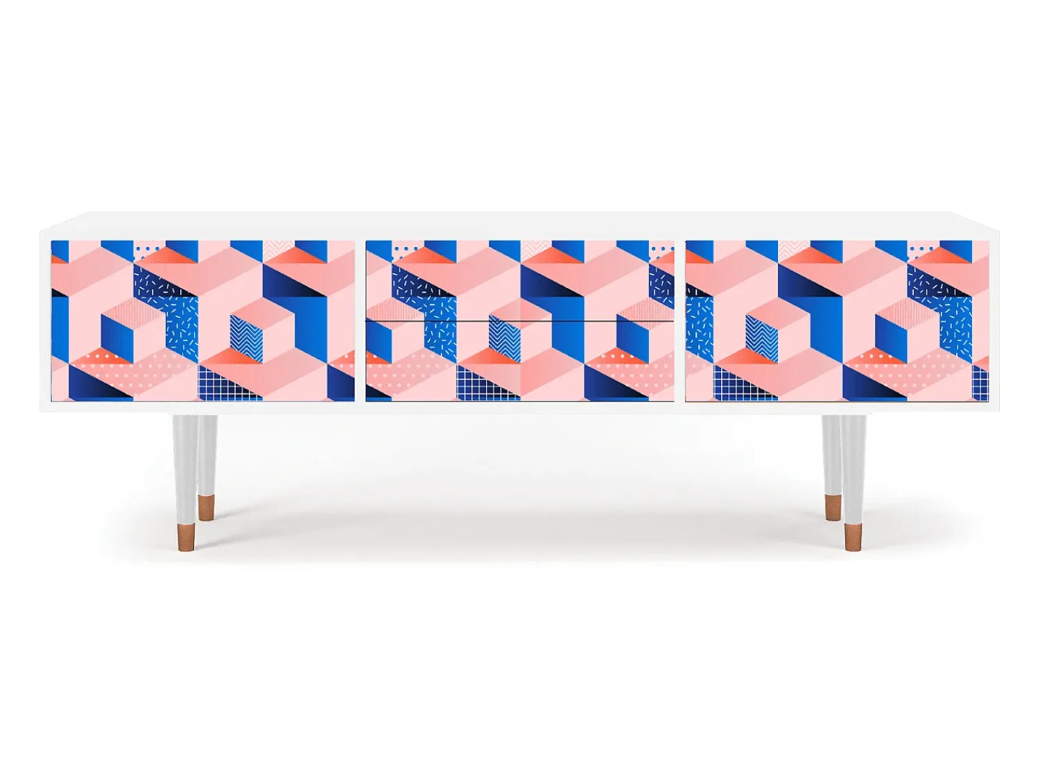 Móvel De Tv* Mueble de TV - 170х59х48 cm - T4 - Pinky Squares, Branco Bege