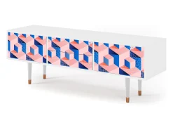 Móvel De Tv* Mueble de TV - 170х59х48 cm - T4 - Pinky Squares, Branco Bege