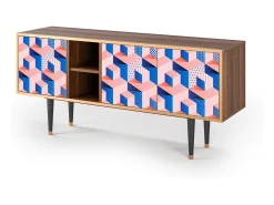 Móvel De Tv| Mueble de TV - 150х69х41 cm - T5 - Pinky Squares, Nogueira Castanho