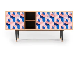 Móvel De Tv| Mueble de TV - 150х69х41 cm - T5 - Pinky Squares, Nogueira Castanho
