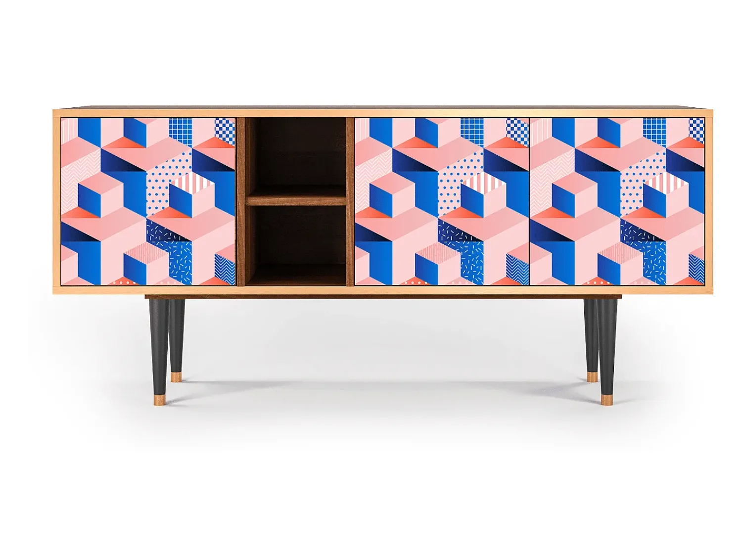 Móvel De Tv| Mueble de TV - 150х69х41 cm - T5 - Pinky Squares, Nogueira Castanho