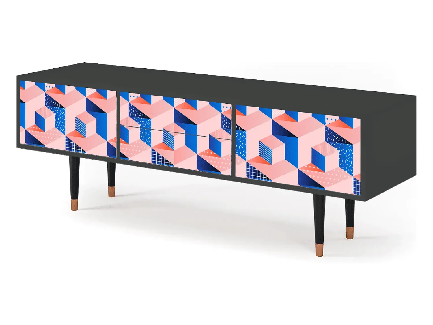 Mueble de TV - 170х59х48 cm - T4 - Pinky Squares, Antracite^ Móvel De Tv
