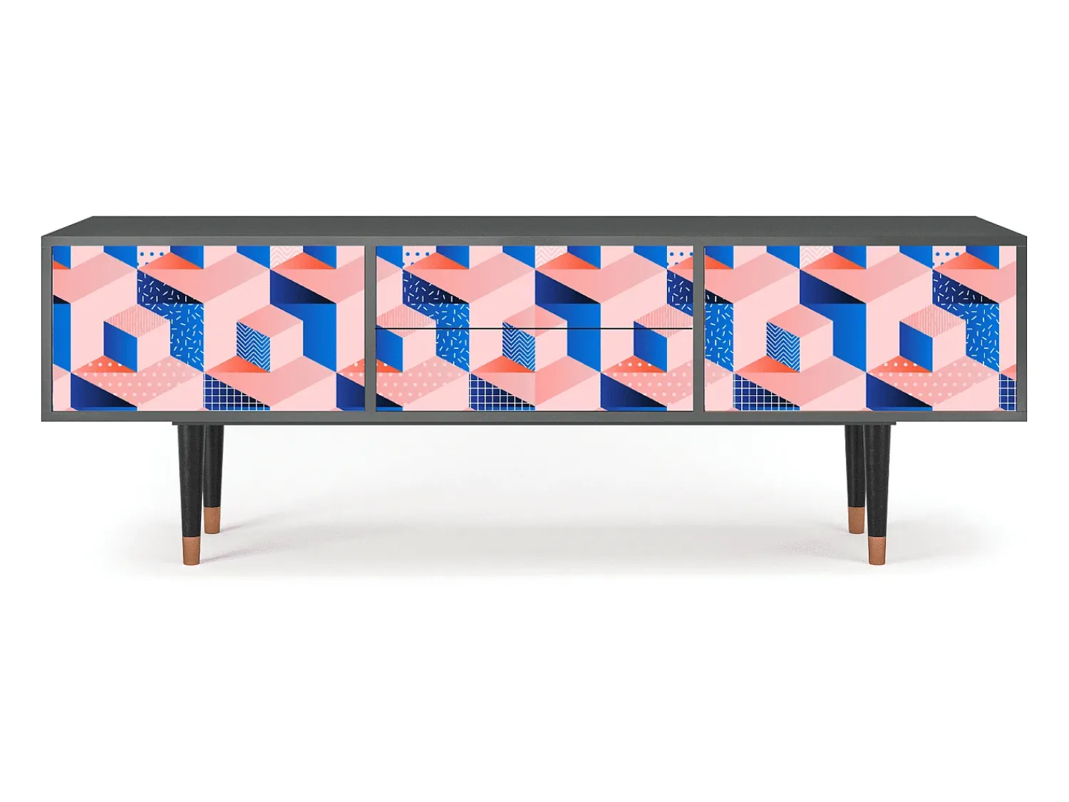 Mueble de TV - 170х59х48 cm - T4 - Pinky Squares, Antracite^ Móvel De Tv