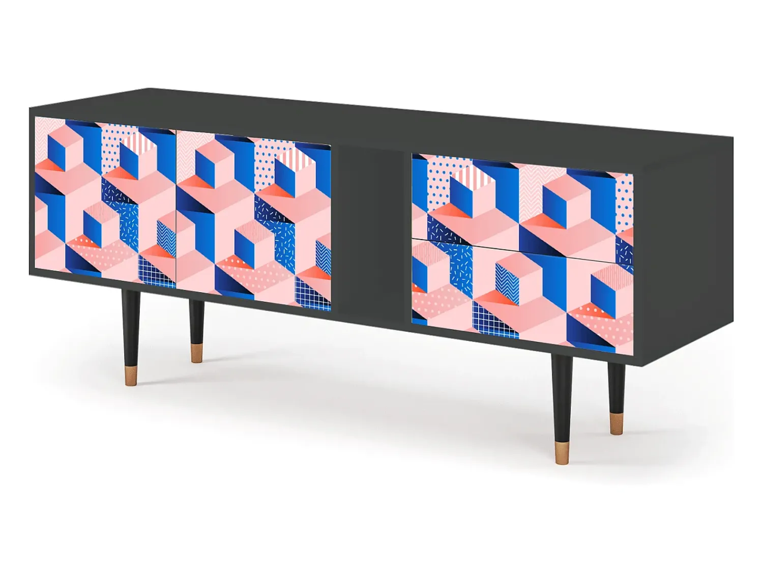 Clearance Mueble de TV - 170х69х48 cm - T1 - Pinky Squares, Antracite Cinza antracite