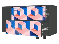 Clearance Mueble de TV - 170х69х48 cm - T1 - Pinky Squares, Antracite Cinza antracite