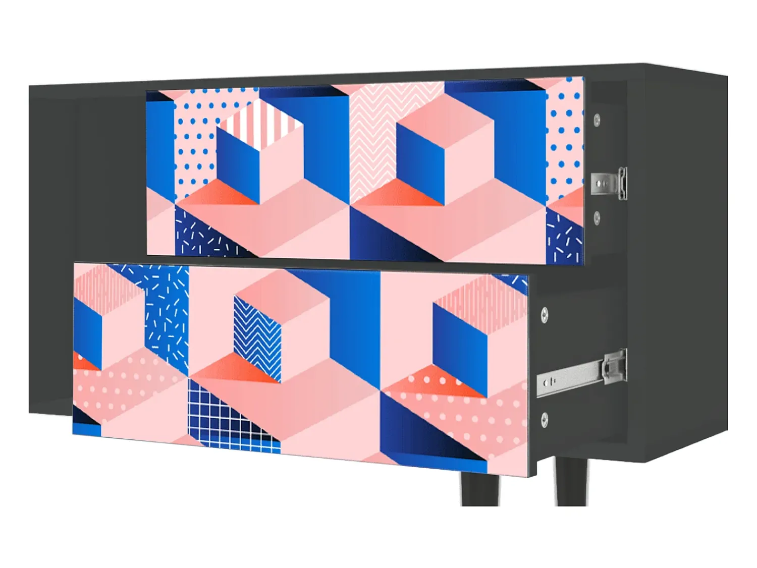 Clearance Mueble de TV - 170х69х48 cm - T1 - Pinky Squares, Antracite Cinza antracite