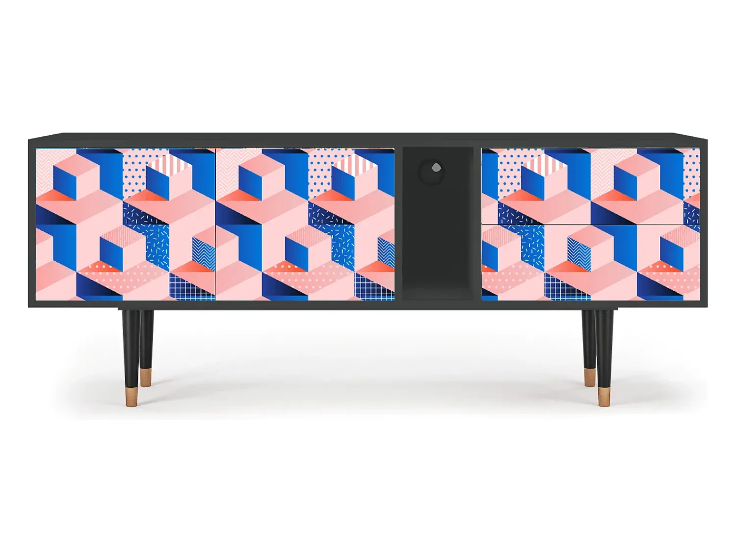 Clearance Mueble de TV - 170х69х48 cm - T1 - Pinky Squares, Antracite Cinza antracite