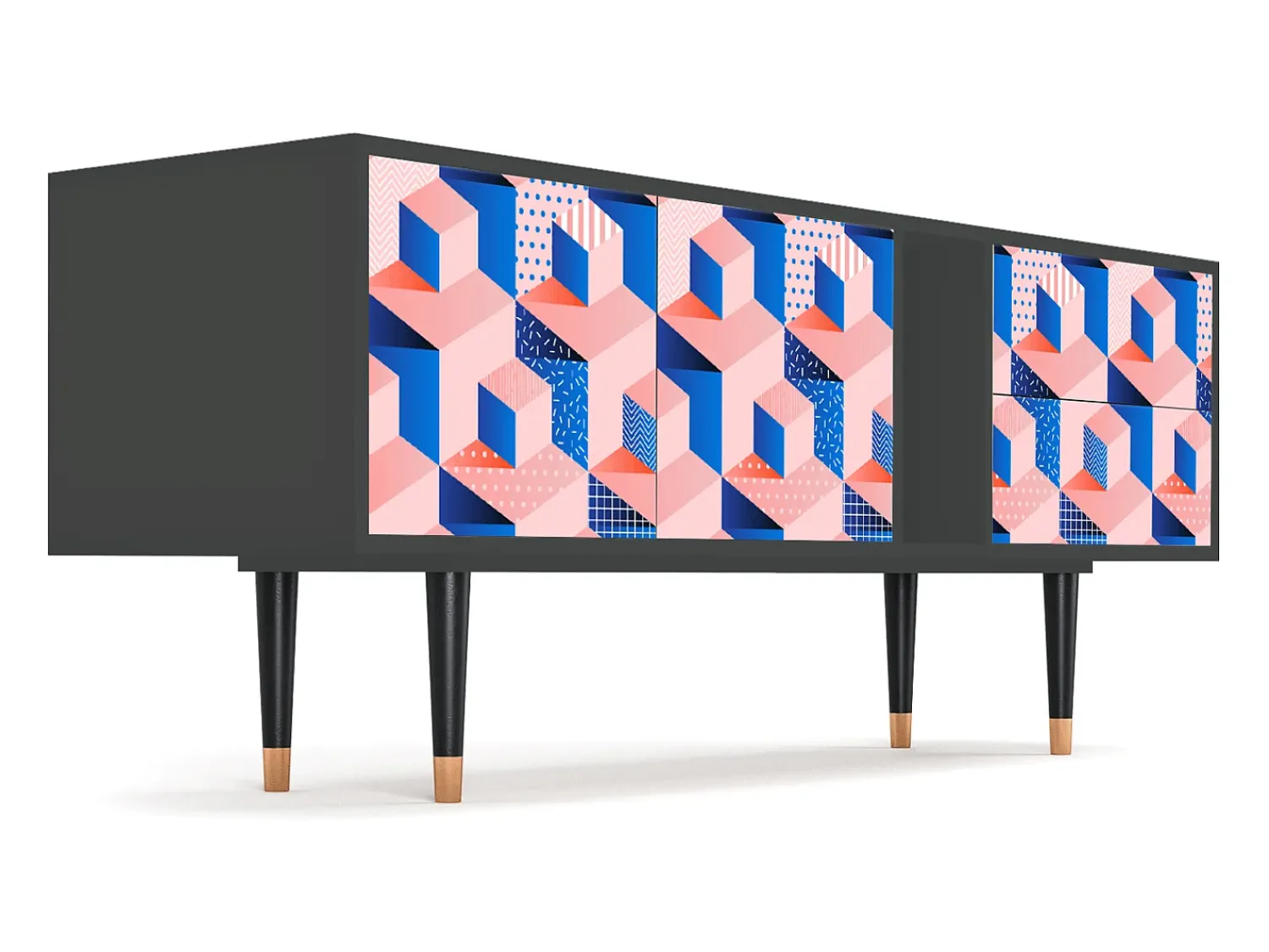 Clearance Mueble de TV - 170х69х48 cm - T1 - Pinky Squares, Antracite Cinza antracite