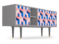 Mueble de TV - 150х69х41 cm - T5 - Pinky Squares, Cinza^ Móvel De Tv