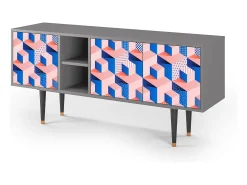 Mueble de TV - 150х69х41 cm - T5 - Pinky Squares, Cinza^ Móvel De Tv