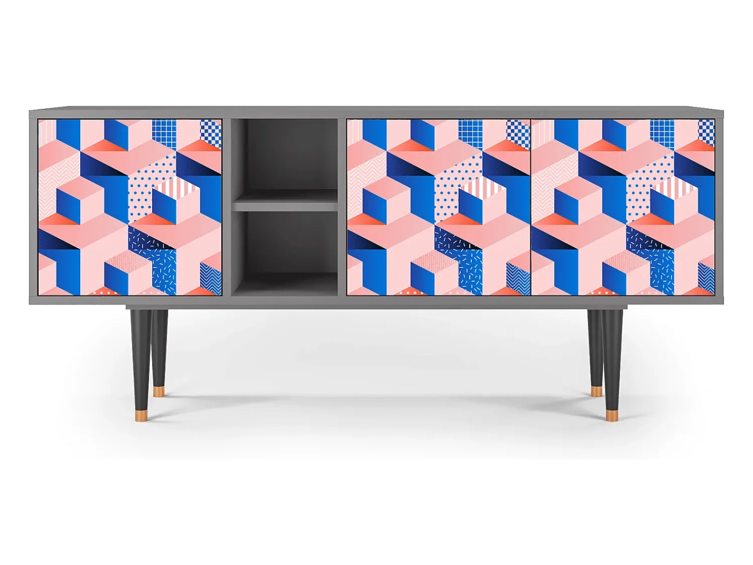 Mueble de TV - 150х69х41 cm - T5 - Pinky Squares, Cinza^ Móvel De Tv