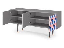 Mueble de TV - 150х69х41 cm - T5 - Pinky Squares, Cinza^ Móvel De Tv