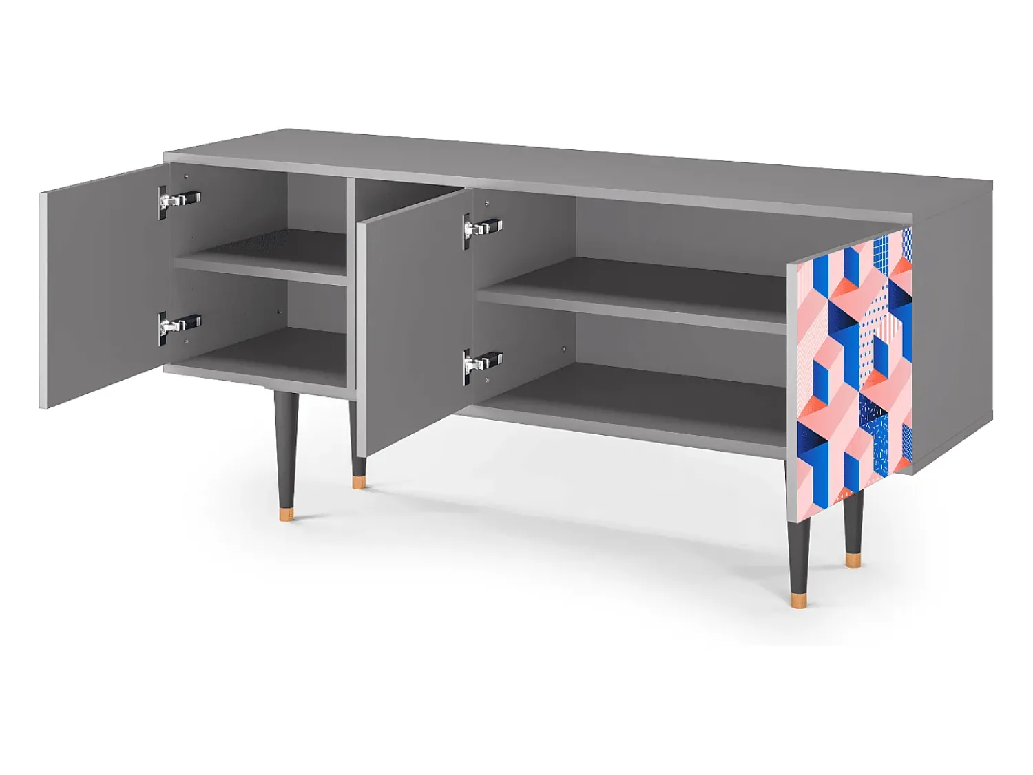 Mueble de TV - 150х69х41 cm - T5 - Pinky Squares, Cinza^ Móvel De Tv