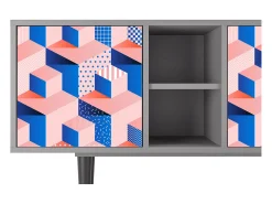 Mueble de TV - 150х69х41 cm - T5 - Pinky Squares, Cinza^ Móvel De Tv