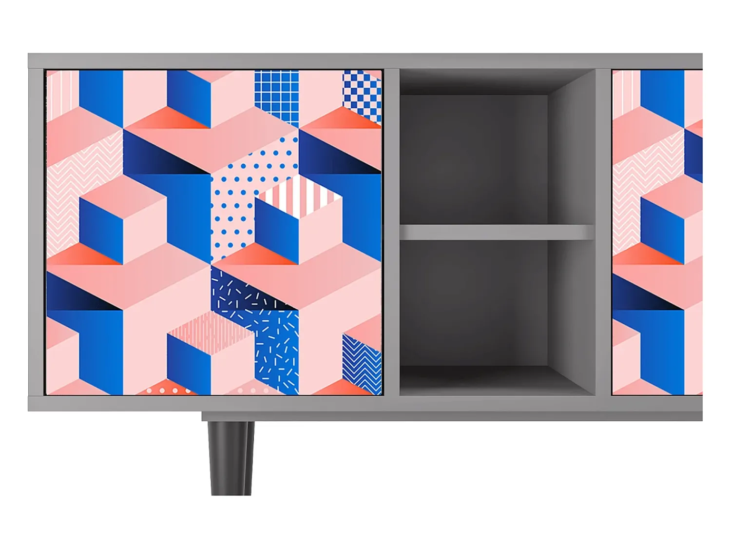 Mueble de TV - 150х69х41 cm - T5 - Pinky Squares, Cinza^ Móvel De Tv