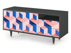 Móvel De Tv* Mueble de TV - 125х56х41 cm - T7 - Pinky Squares, Antracite Cinza antracite