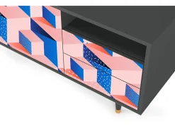 Móvel De Tv* Mueble de TV - 125х56х41 cm - T7 - Pinky Squares, Antracite Cinza antracite