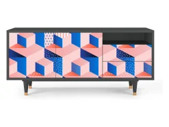 Móvel De Tv* Mueble de TV - 125х56х41 cm - T7 - Pinky Squares, Antracite Cinza antracite