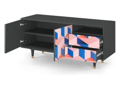 Móvel De Tv* Mueble de TV - 125х56х41 cm - T7 - Pinky Squares, Antracite Cinza antracite