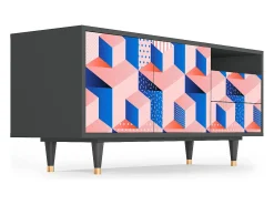 Móvel De Tv* Mueble de TV - 125х56х41 cm - T7 - Pinky Squares, Antracite Cinza antracite