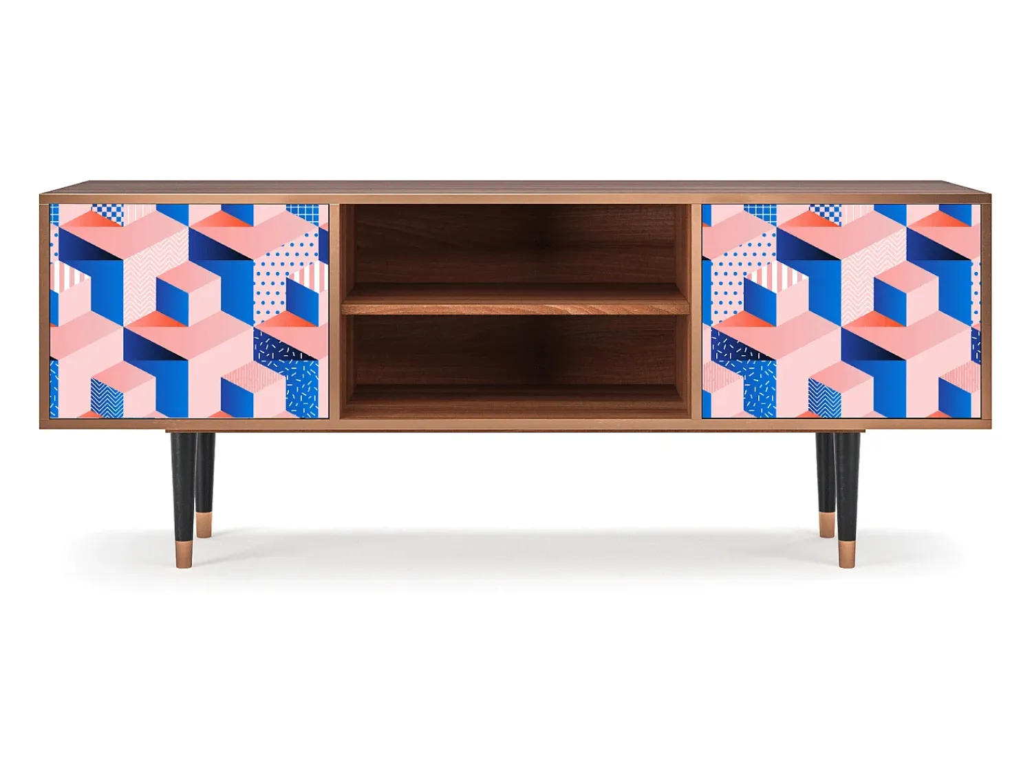 Móvel De Tv* Mueble de TV - 170х69х48 cm - T2 - Pinky Squares, Nogueira Castanho