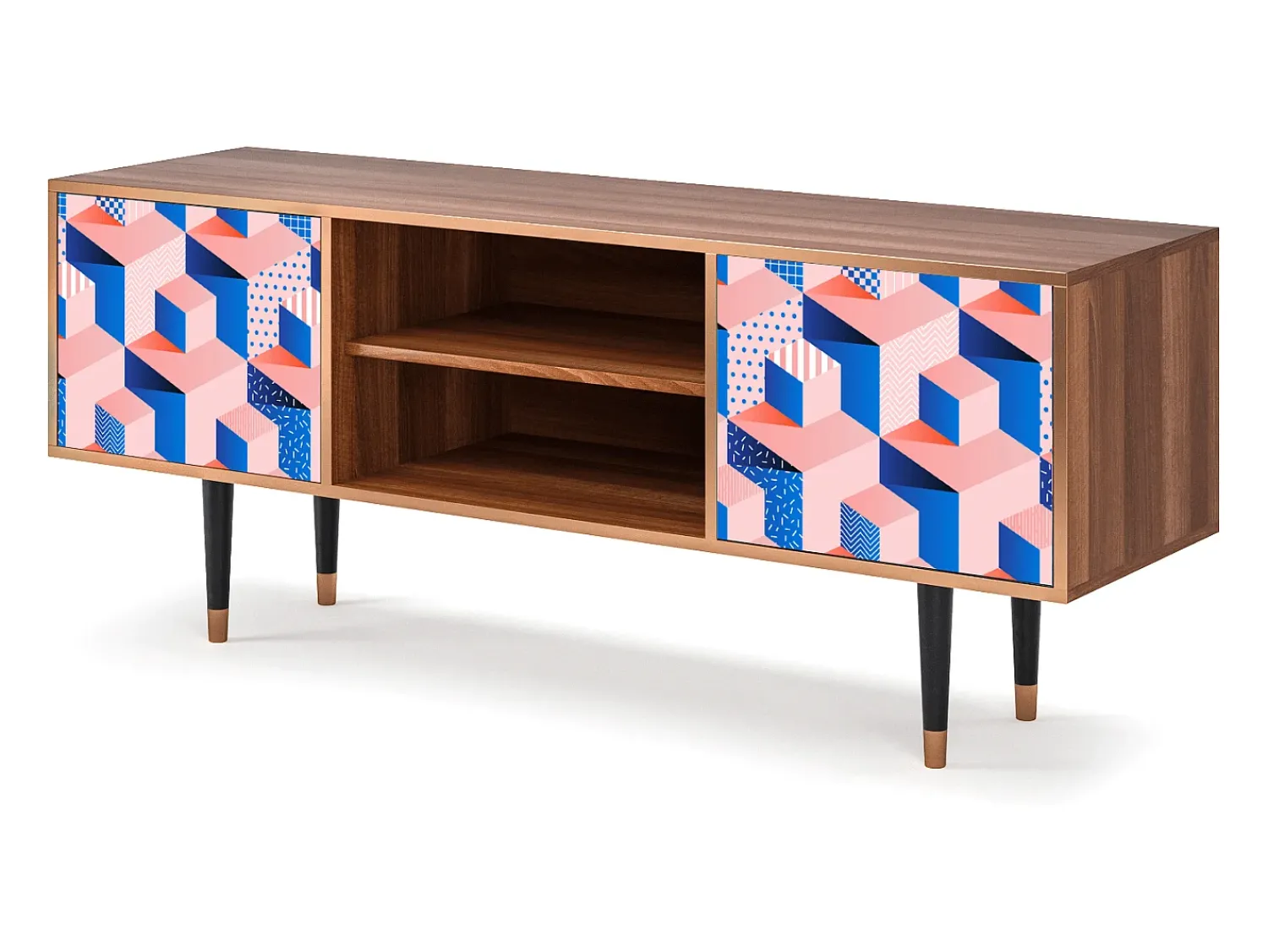 Móvel De Tv* Mueble de TV - 170х69х48 cm - T2 - Pinky Squares, Nogueira Castanho
