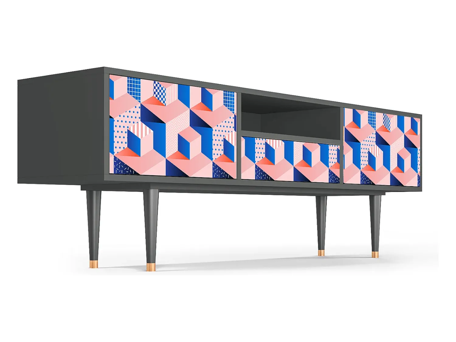 Mueble de TV - 170х59х41 cm - T6 - Pinky Squares, Antracite^ Móvel De Tv
