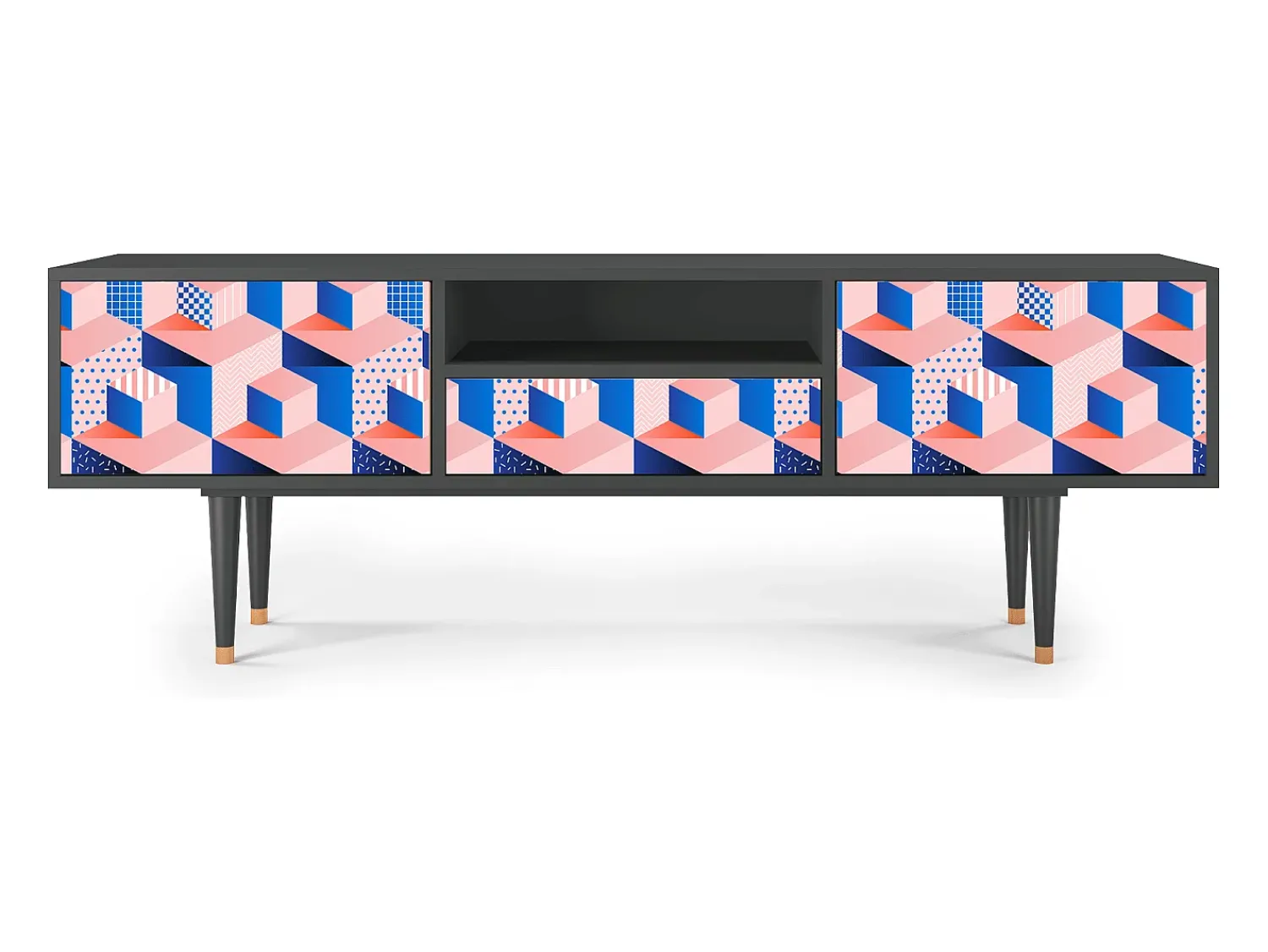 Mueble de TV - 170х59х41 cm - T6 - Pinky Squares, Antracite^ Móvel De Tv