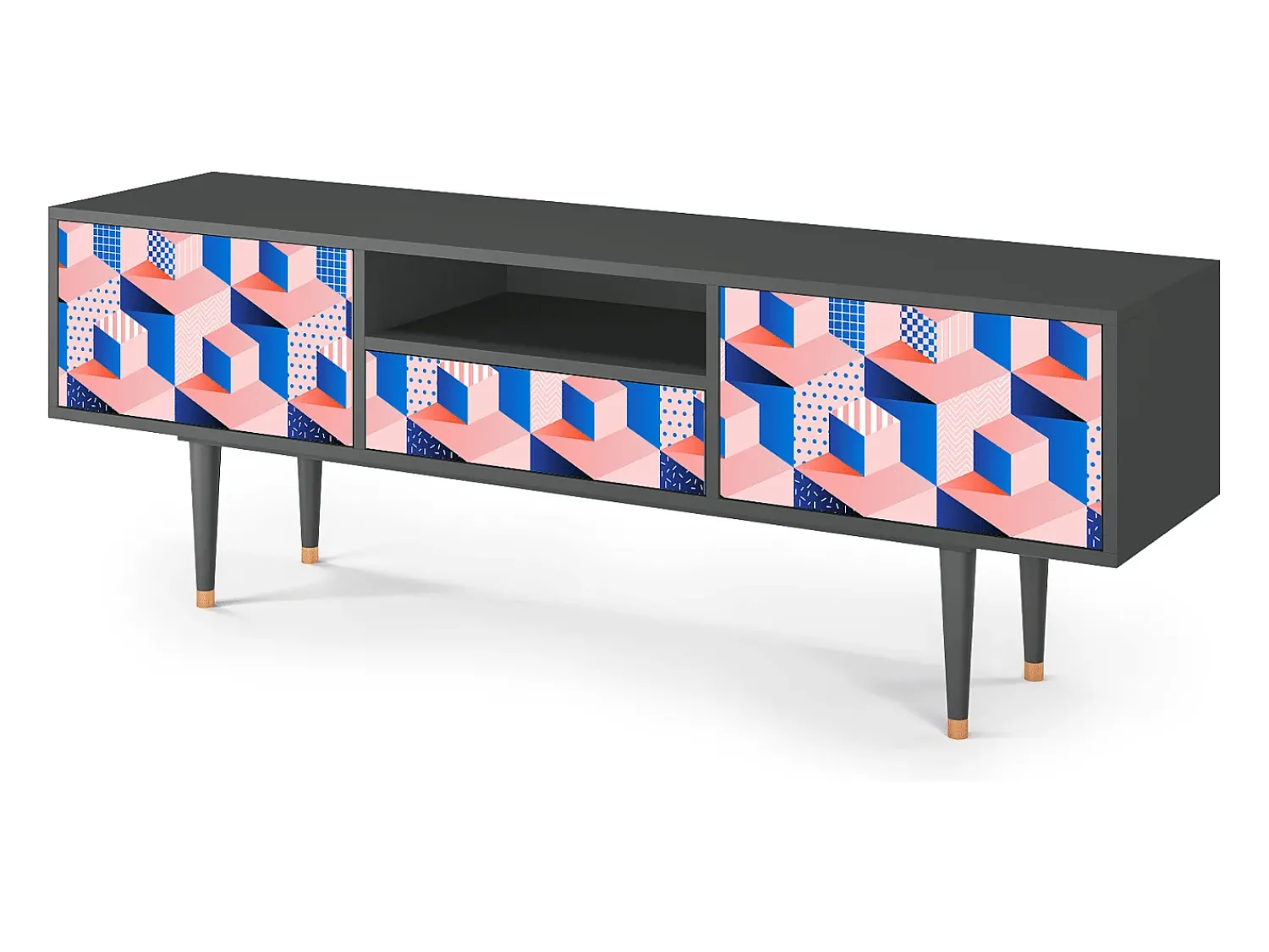 Mueble de TV - 170х59х41 cm - T6 - Pinky Squares, Antracite^ Móvel De Tv