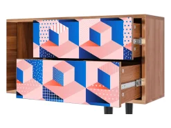 Móvel De Tv* Mueble de TV - 170х69х48 cm - T1 - Pinky Squares, Nogueira Castanho