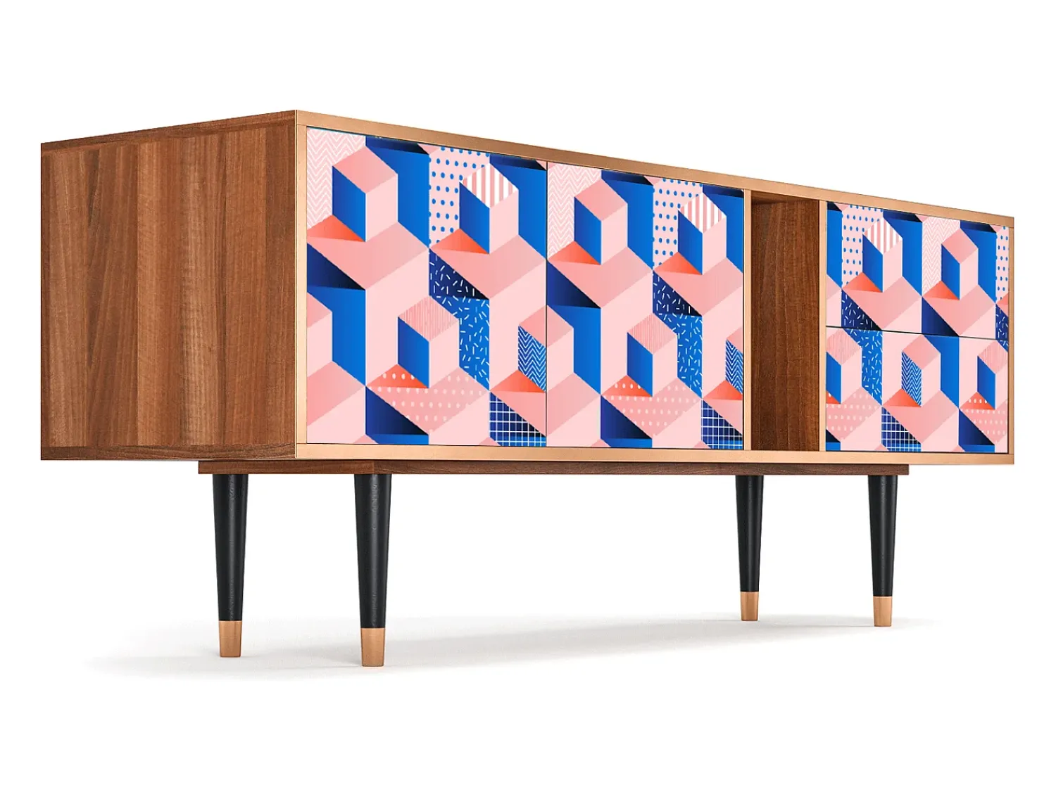 Móvel De Tv* Mueble de TV - 170х69х48 cm - T1 - Pinky Squares, Nogueira Castanho