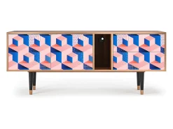Móvel De Tv* Mueble de TV - 170х69х48 cm - T1 - Pinky Squares, Nogueira Castanho